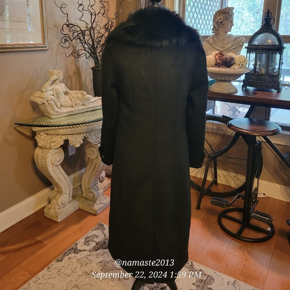 Guess Wool Blend Coat with Faux Fur Collar Brushed Fabric 3/4 Length Designer 68 - Picture 8 of 16